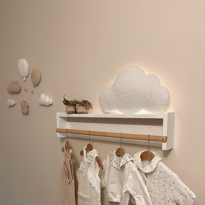 Little Loua - Bouclé Cloud wall deco Big (47cm) - With LED light, White