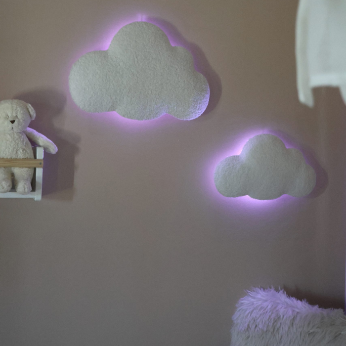 Little Loua - Bouclé Cloud wall deco Big (47cm) - With LED light, White