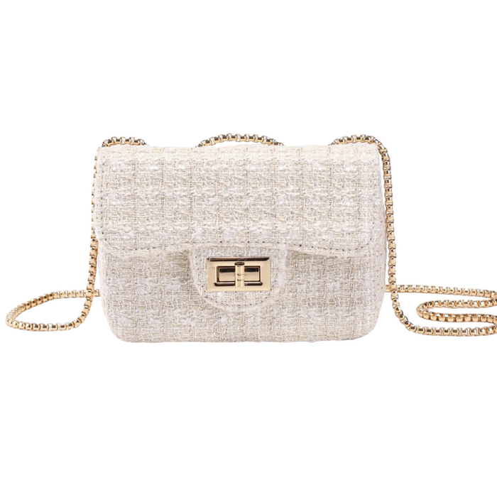 Prinsessefin - Handtasje Tweed Ivory Gold/M