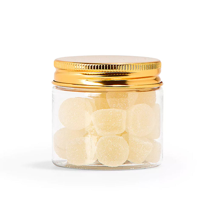 Rond PET potje transparant met gouden deksel 50ml