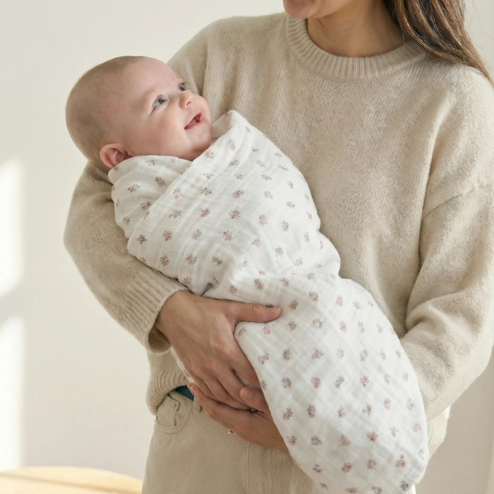 Molis&Co - Muslin bamboo blanket - Tiny Flowers