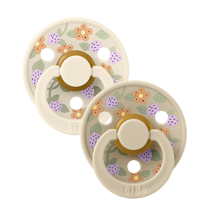 Bibs - Fopspeen Natuurrubber - Liberty Duo Garden Strawberry Ivory 0-6M