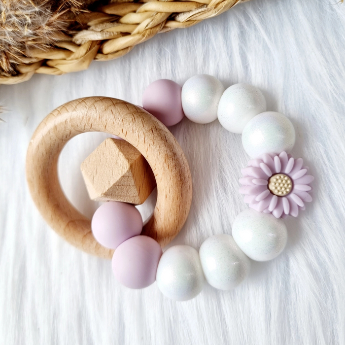 Happy by Lies - Bijtring Daisy - Lila glanzend wit
