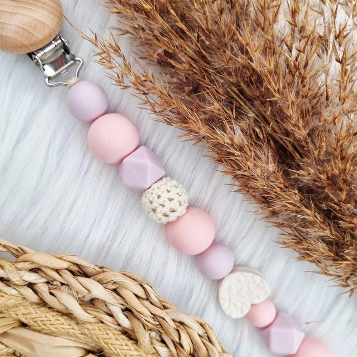 Happy by Lies - Fopspeenkoord Hart - Off-white/Babypink/Lila