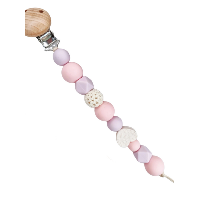 Happy by Lies - Fopspeenkoord Hart - Off-white/Babypink/Lila