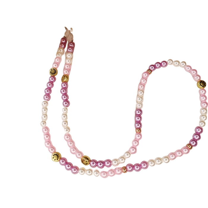 Happy by Lies - Zonnebrilkoord Smiley parel - Roze/Lila