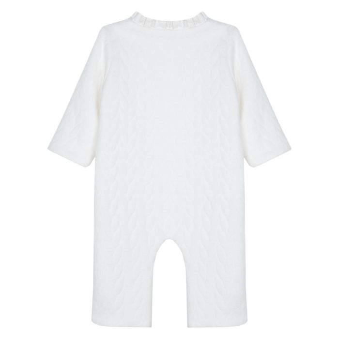 Patachou - Ecru knit babygrow with frill