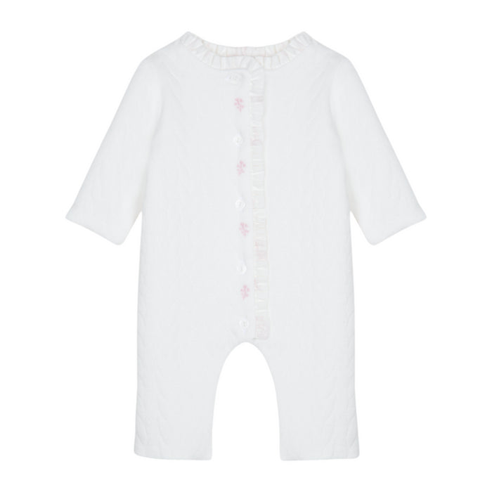 Patachou - Ecru knit babygrow with frill
