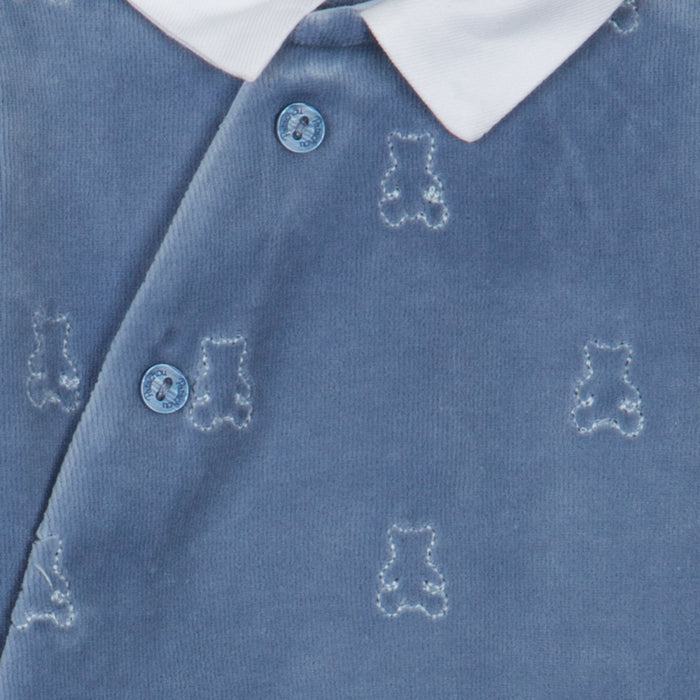 Patachou - Indigo Blue babygrow with little bears all-over print