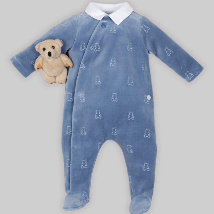 Patachou - Indigo Blue babygrow with little bears all-over print