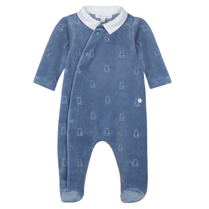 Patachou - Indigo Blue babygrow with little bears all-over print