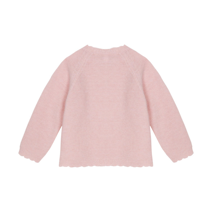 Patachou - Pink knit cardigan with bear embroideries