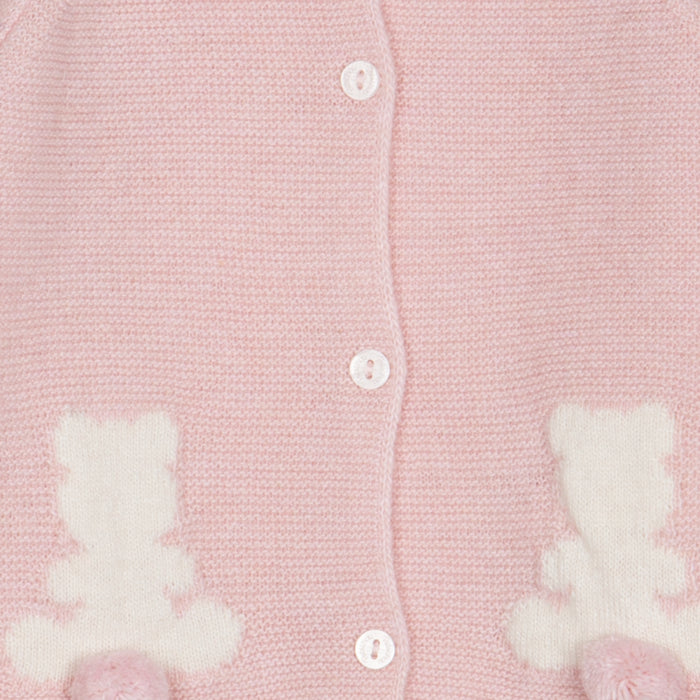 Patachou - Pink knit cardigan with bear embroideries