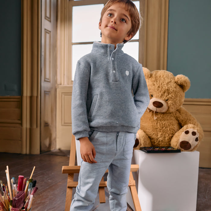 Patachou - Blue cotton fleece trousers