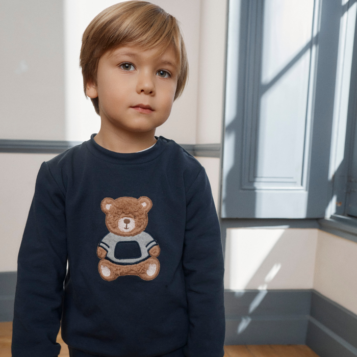 Patachou - Boy set Knit met beer - Marine