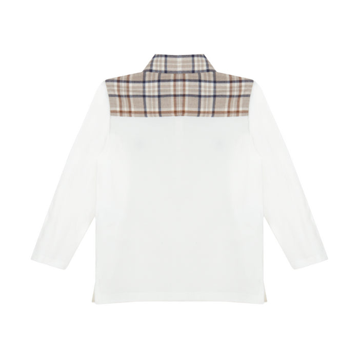 Patachou - Ecru and checks polo