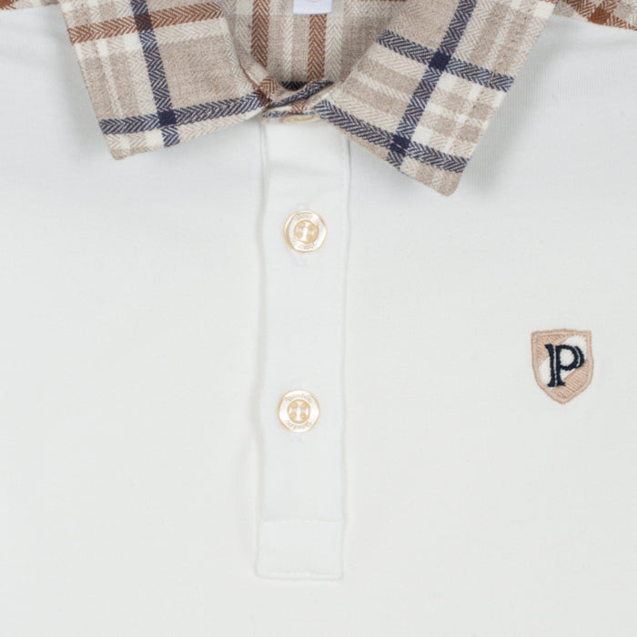 Patachou - Ecru and checks polo