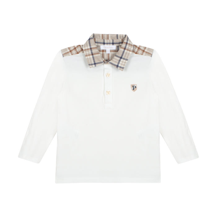Patachou - Ecru and checks polo