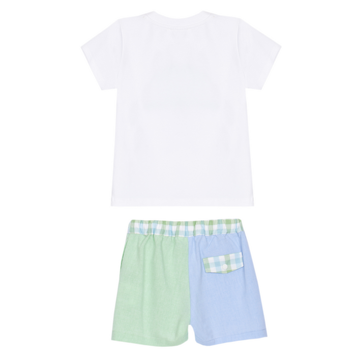 Patachou - Set van T-shirt met pet in vichy + Short