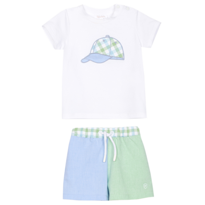 Patachou - Set van T-shirt met pet in vichy + Short
