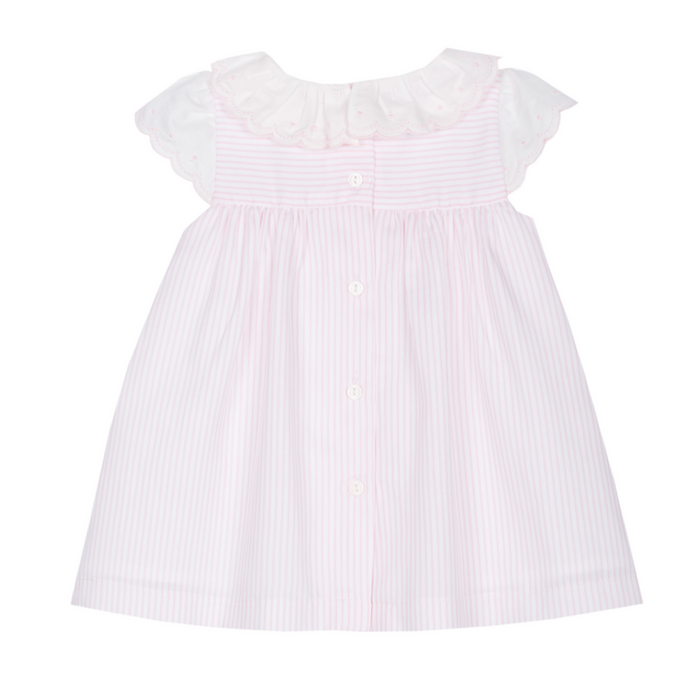 Patachou - Jurkje met geborduurde kraag - Roze streepjes