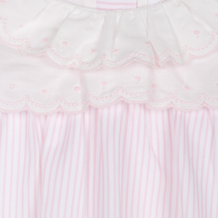 Patachou - Jurkje met geborduurde kraag - Roze streepjes