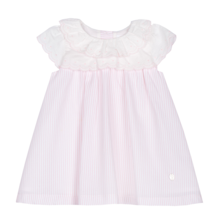 Patachou - Jurkje met geborduurde kraag - Roze streepjes