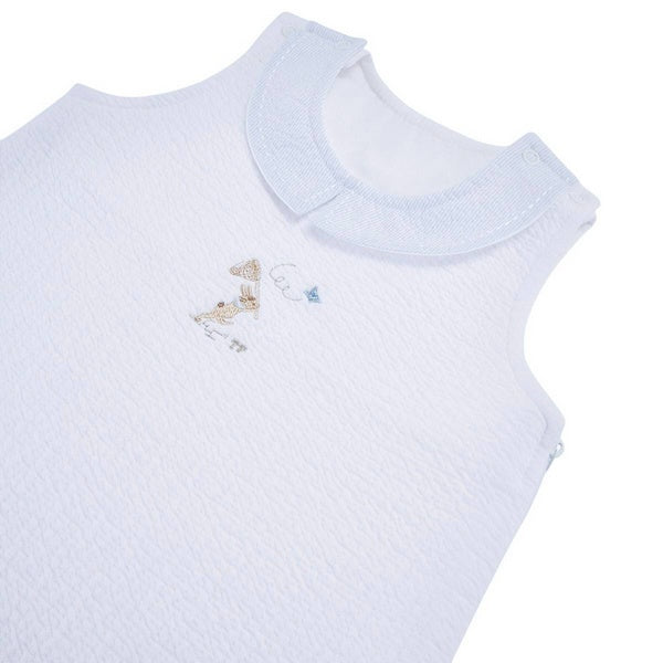 Théophile & Patachou - Blue Garden Party - Zomer Slaapzak 60cm  kraag- Gewafeld