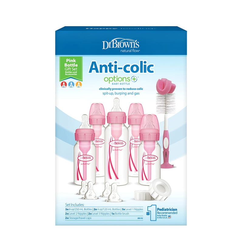 Dr. Brown's - Options+ Anti-colic Bottle Giftset Standaard halsfles Roze