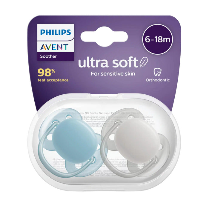 Avent - Fopspeen +6M Ultra Soft Blauw/Grijs