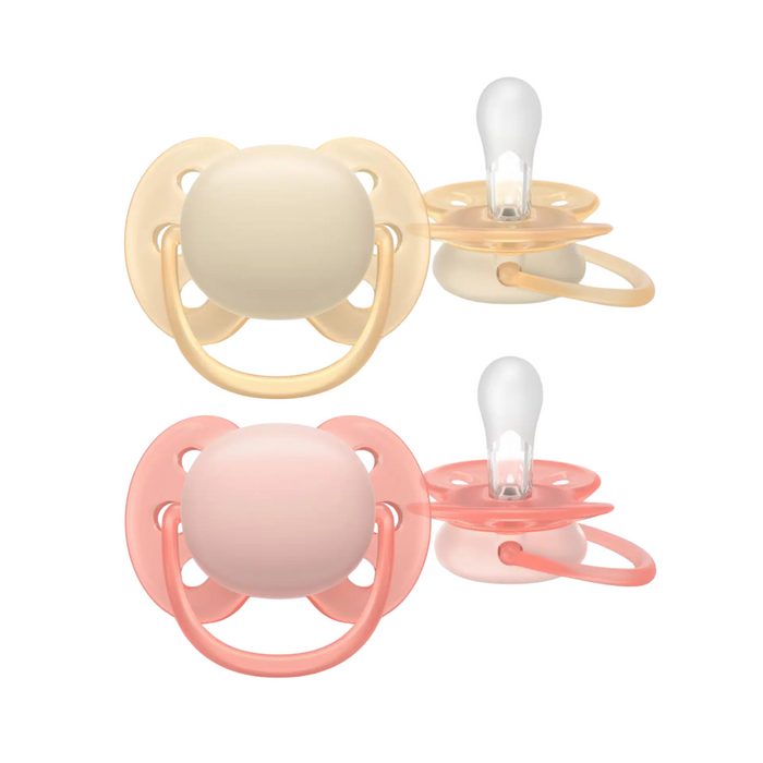 Philips Avent - Fopspeen Ultra Soft SCF091/38 - Roze/Beige -( 0-6 maanden)