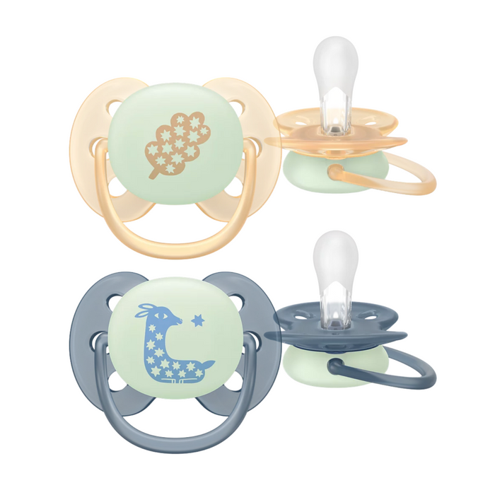 Philips Avent - Fopspeen Ultra Soft Nighttime - Perzik/Blauw(6-18 maanden)
