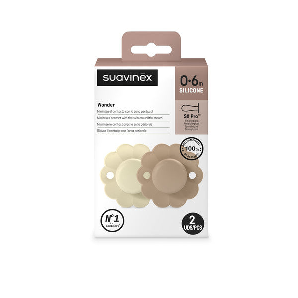 Suavinex - SX - WONDER - SOOTHER - SILI. - REVERSIBLE - 0/6M - WGRAY/CORK - DUO