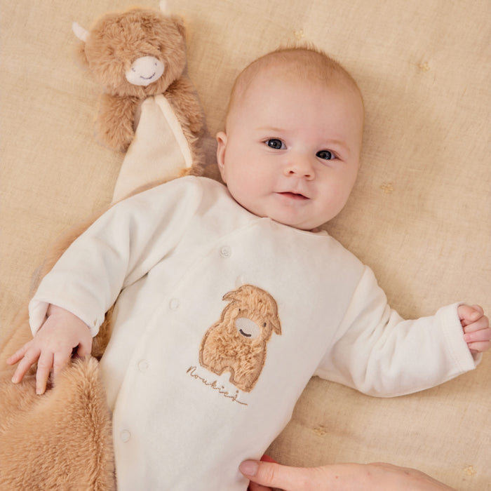 Noukies - Wit fluwelen babypakje met fluffy
