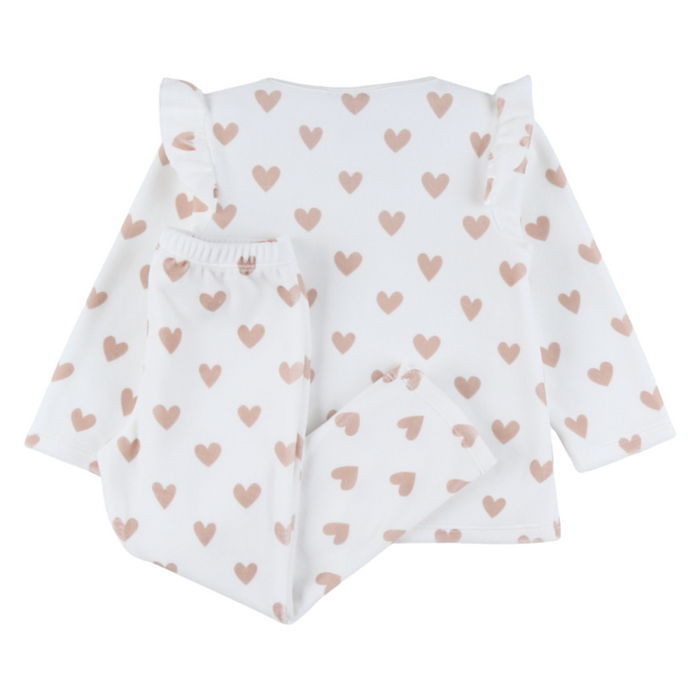 Noukies - 2-delige pyjama in velours met hartjes