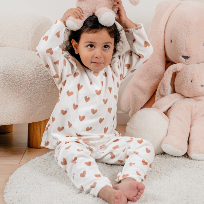 Noukies - 2-delige pyjama in velours met hartjes