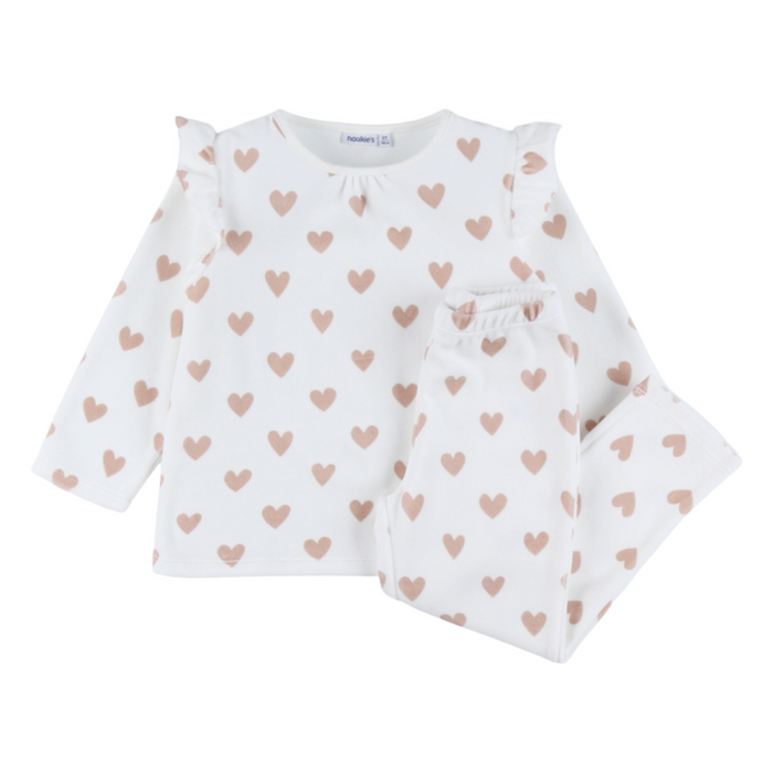 Noukies - 2-delige pyjama in velours met hartjes