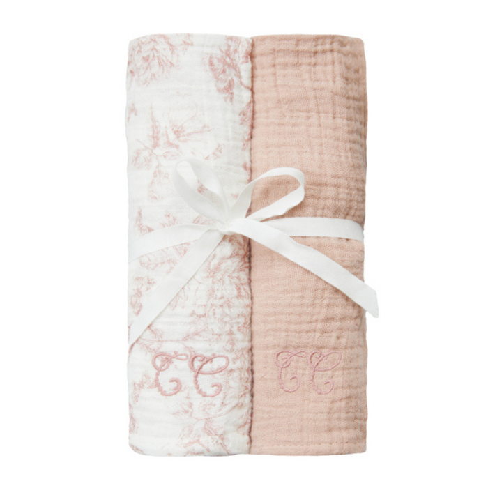 Tartine et Chocolat - Set van 2 tetradoeken 70x70 Toile de Jouy rose