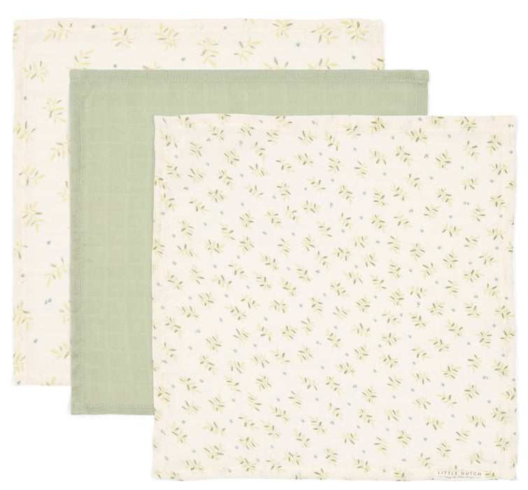 Little Dutch - Monddoekjes set hydrofiel Blueberry Leaves & Sage - 25x25cm