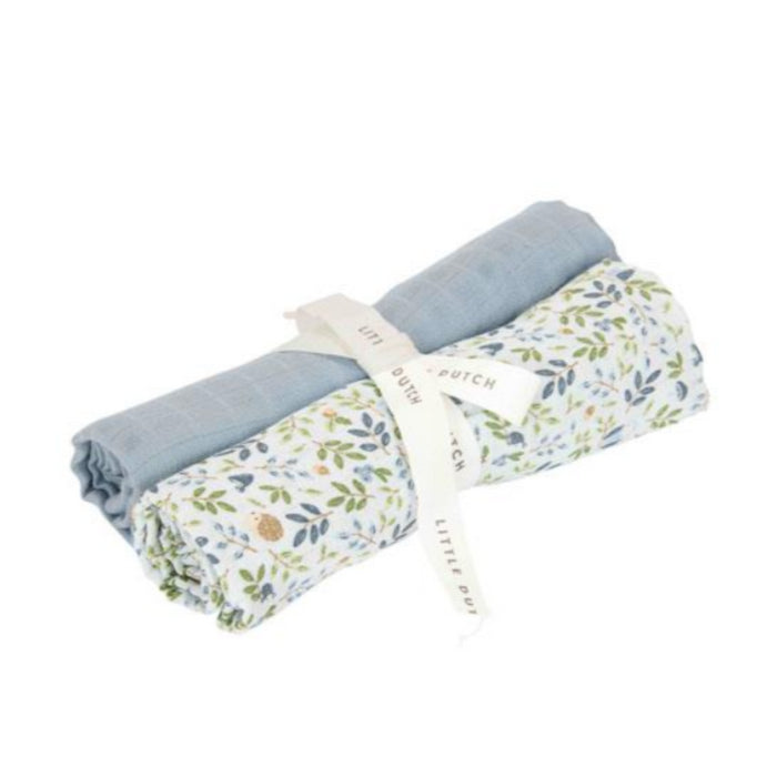 Little Dutch - Swaddle doeken hydrofiel - Forest Adventure & Denim Blue - 70x70cm