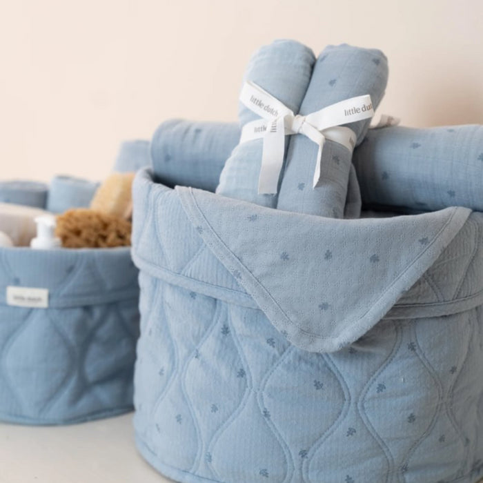 Little Dutch - Swaddle doeken hydrofiel 70x70 - Pure soft denim blue print