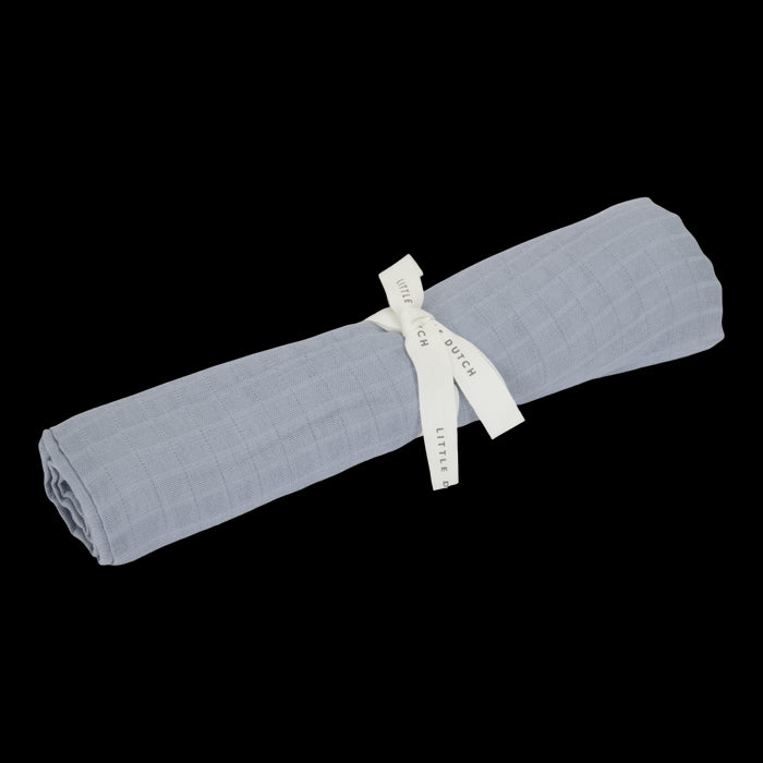 Little Dutch - Swaddle doek hydrofiel 120 x 120 Pure Denim Blue