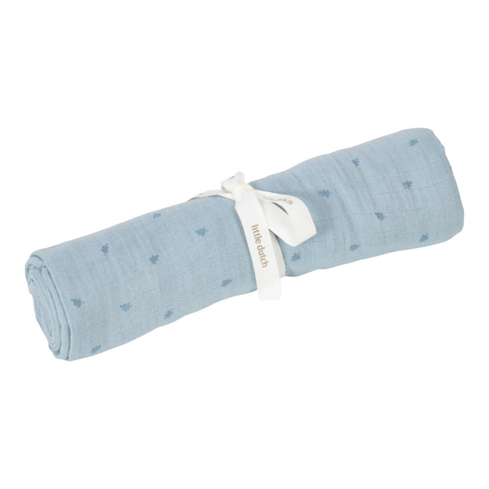 Little Dutch - Swaddle doek hydrofiel 120x120 - Pure Denim Blue