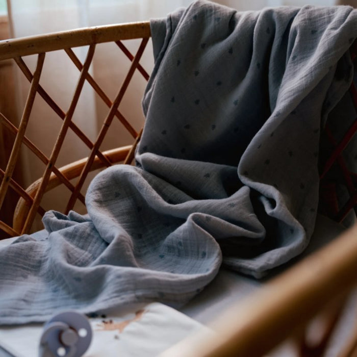 Little Dutch - Swaddle doek hydrofiel 120x120 - Pure Denim Blue