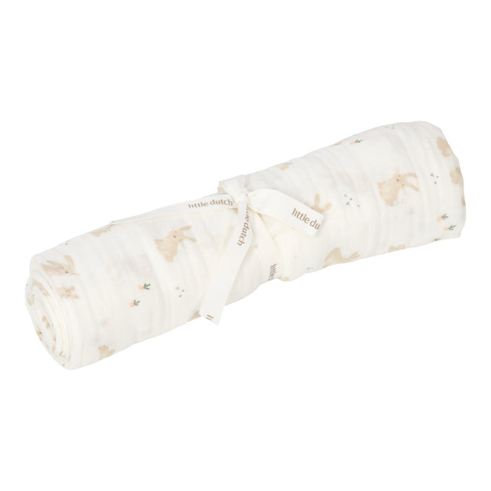 Little Dutch - Swaddle doek hydrofiel 120x120 - Newborn naturals - Baby Bunny