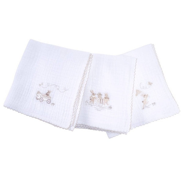 Theopile & Patachou  - Natural Garden Party - 3 geborduurde tetra doek NP 60x60 + doos