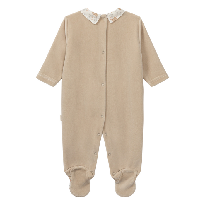 Baby Gi - Taupe footie Theo with pique collar