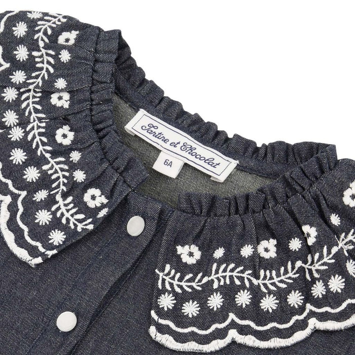 Tartine et Chocolat - Embroidered blouse - Indigo Blue (6 jaar)