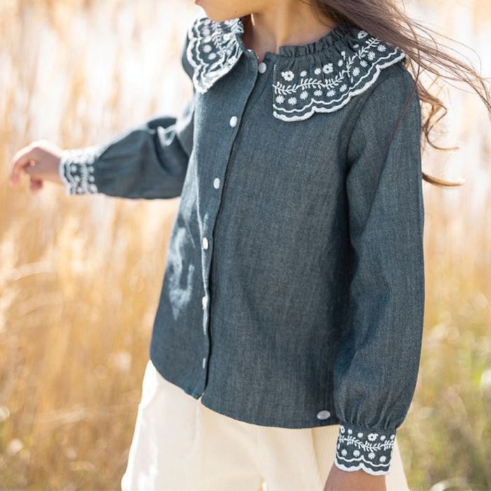 Tartine et Chocolat - Embroidered blouse - Indigo Blue (6 jaar)
