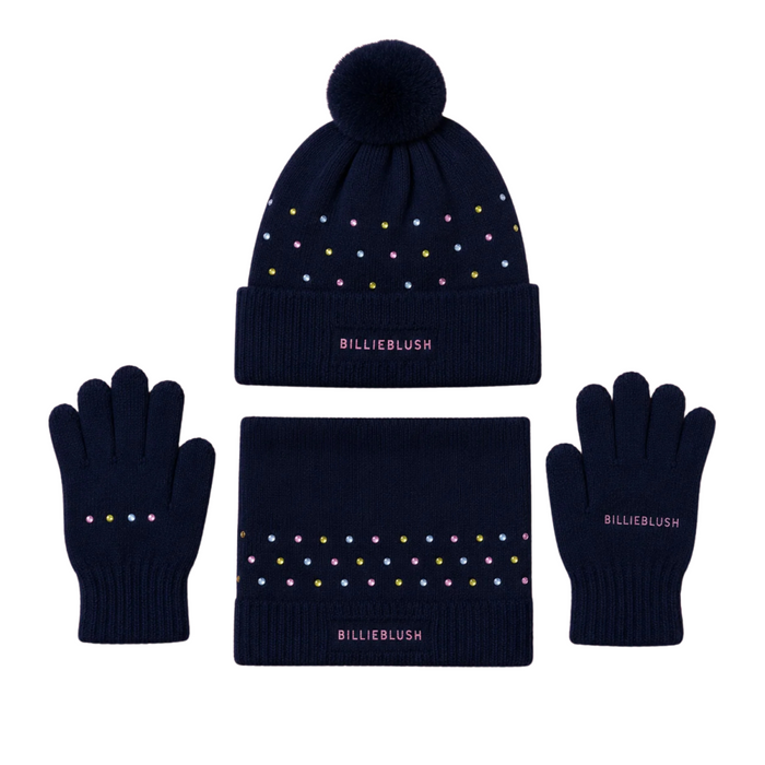 Billieblush - Handschoenen donkerblauw met strass T2 (3-8 jaar)